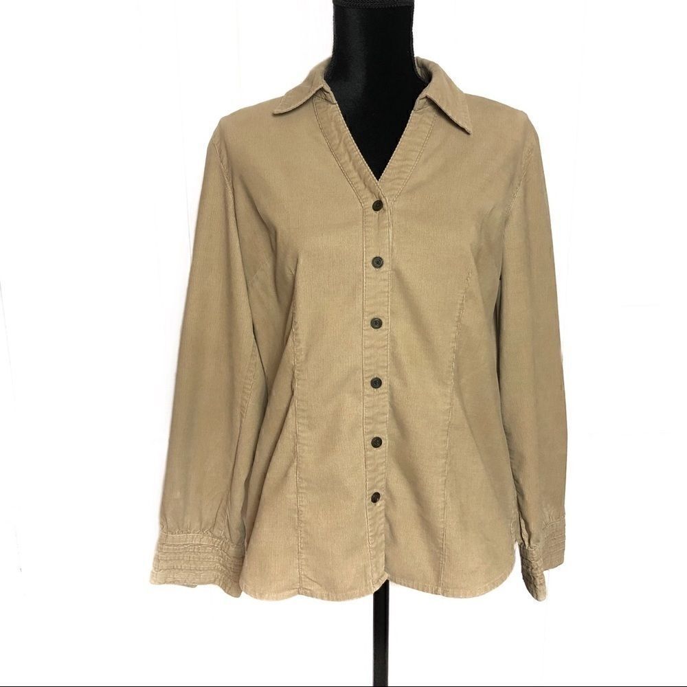 St. John’s Bay Tan Corduroy Top, Medium Women’s